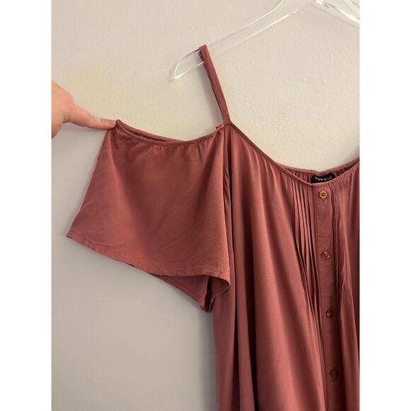 Torrid Dusty Rose Challice Cold Shoulder Button Blouse Plus Size 3X 22/24 - Picture 7 of 11